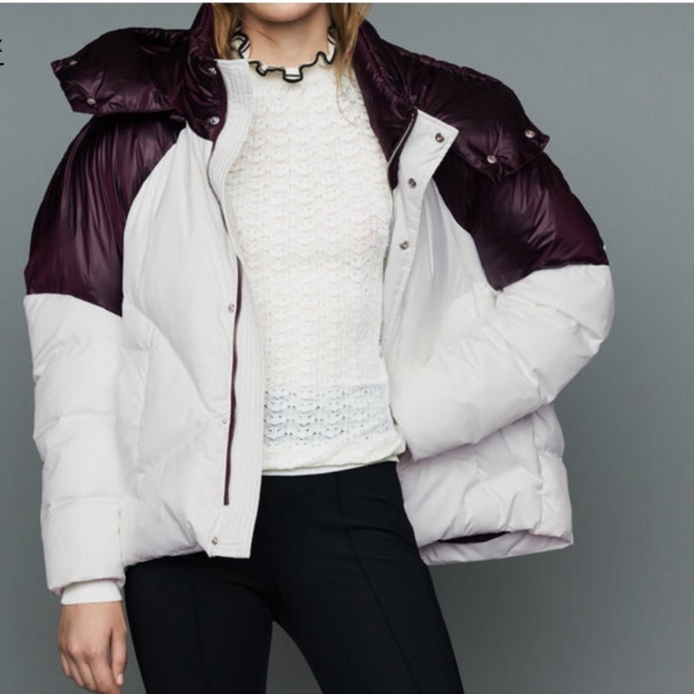 Maje Cropped Bi-color Winter Jacket